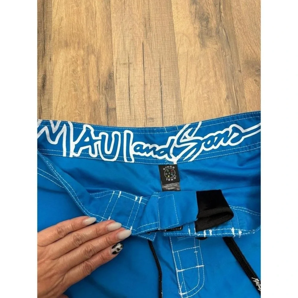 Maui and Sons‎ Boardshorts Swim Trunks Blue Surf Shorts Size 32 Polyester